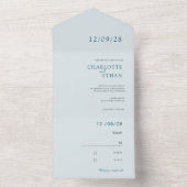 Eenvoudig, elegant blauw all in one uitnodiging (Binnen)