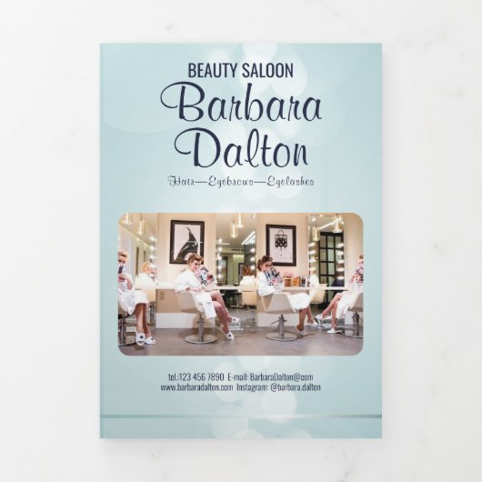 Eenvoudig Elegant Blauw Bokeh Drieluik Kaart (Cover)