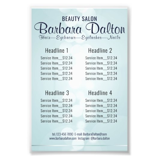 Eenvoudig Elegant Blauw Bokeh Foto Afdruk (Voorkant)