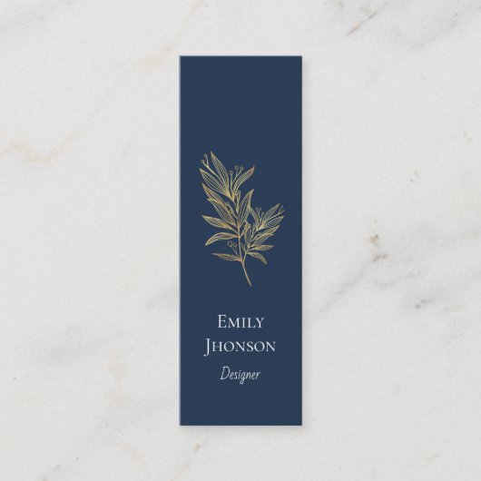 Eenvoudig Elegant Blauw Mini Visitekaartje (Voorkant)