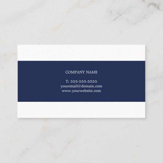 Eenvoudig Elegant Blauw Wit Strepen Consultant Visitekaartje (Achterkant)