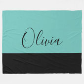 Eenvoudig elegant Blauwgroen met zwarte rand, spec Fleece Deken (Voorkant (Horizontaal))