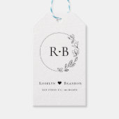Eenvoudig Elegant Bloemen Krans Bruiloft Monogram Cadeaulabel (Voorkant)