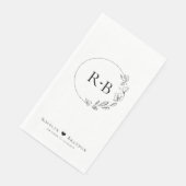 Eenvoudig Elegant Bloemen Krans Bruiloft Monogram Servet (Hoek)