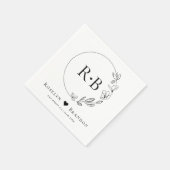 Eenvoudig Elegant Bloemen Krans Bruiloft Monogram Servet (Hoek)