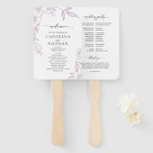 Eenvoudig Elegant Bloemen Lavendel Trouwprogramma Handwaaier (Voorkant en achterkant)