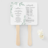 Eenvoudig Elegant Bloemig Mintgroen Trouwprogramma Handwaaier (Voorkant en achterkant)