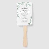 Eenvoudig Elegant Bloemig Mintgroen Trouwprogramma Handwaaier (Voorkant)
