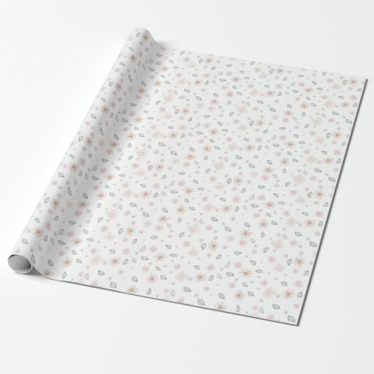 Eenvoudig Elegant Bloemmotief Cadeaupapier (Uitgerold)