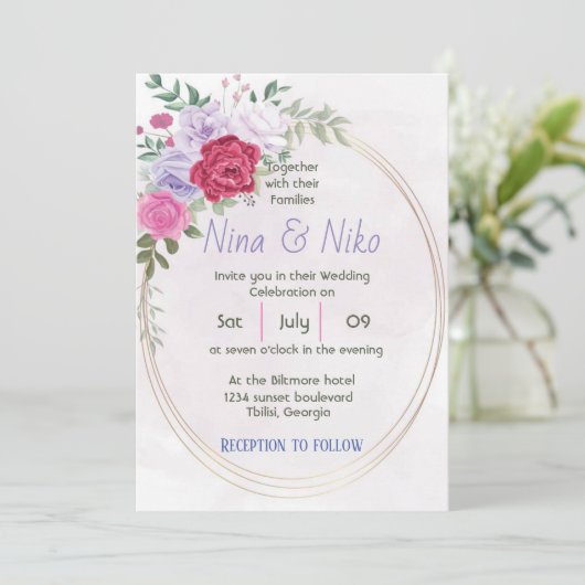 Eenvoudig elegant bloemontwerp Uitnodiging (Staand voorkant)