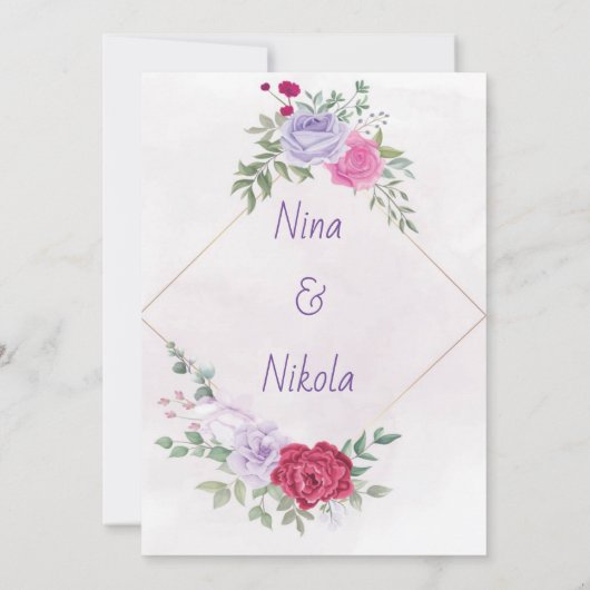 Eenvoudig elegant bloemontwerp Uitnodiging (Achterkant)