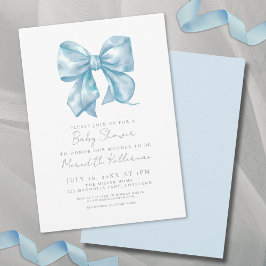 Eenvoudig Elegant Blue Bow Baby shower Kaart