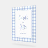 Eenvoudig Elegant Blue Gingham Kaarten en geschenk Acryl Bord (Hoek)