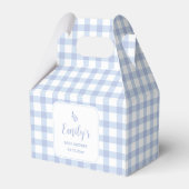 Eenvoudig Elegant Blue Gingham Plaid Boy Baby show Bedankdoosjes (Achterkant)