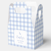 Eenvoudig Elegant Blue Gingham Plaid Boy Baby show Bedankdoosjes (Geopend)