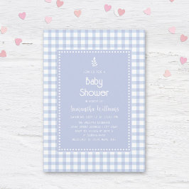 Eenvoudig Elegant Blue Gingham Plaid Boy Baby show Kaart