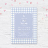 Eenvoudig Elegant Blue Gingham Plaid Boy Baby show Kaart