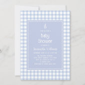 Eenvoudig Elegant Blue Gingham Plaid Boy Baby show Kaart (Voorkant)