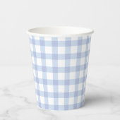 Eenvoudig Elegant Blue Gingham Plaid Boy Baby show Papieren Bekers (Achterkant)