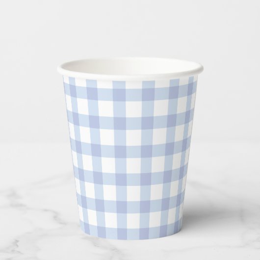 Eenvoudig Elegant Blue Gingham Plaid Boy Baby show Papieren Bekers (Achterkant)