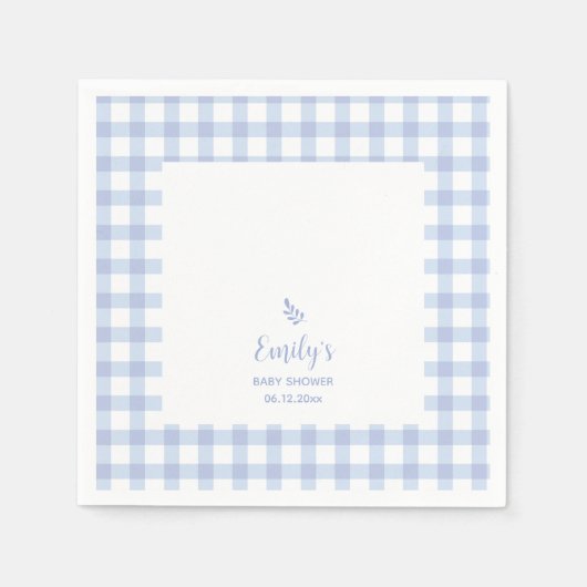Eenvoudig Elegant Blue Gingham Plaid Boy Baby show Servet (Voorkant)