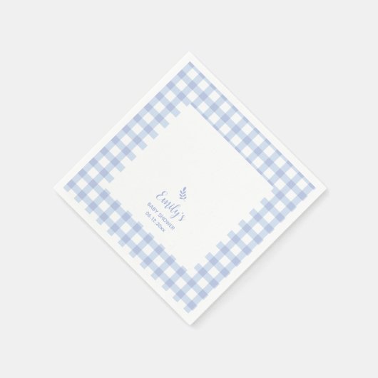 Eenvoudig Elegant Blue Gingham Plaid Boy Baby show Servet (Hoek)