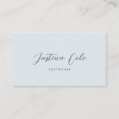 Eenvoudig Elegant Blue & Gray Calligraphy Script Visitekaartje (Voorkant)