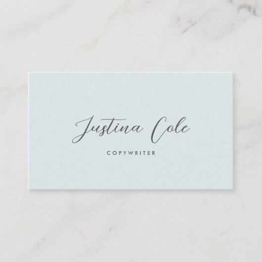 Eenvoudig Elegant Blue & Gray Calligraphy Script Visitekaartje (Voorkant)