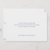 Eenvoudig Elegant Blue Script Custom Photo Wedding Bedankkaart (Achterkant)