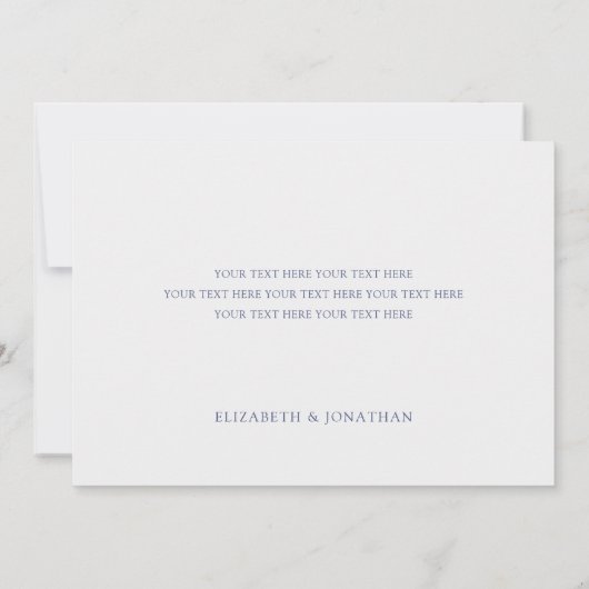 Eenvoudig Elegant Blue Script Custom Photo Wedding Bedankkaart (Achterkant)