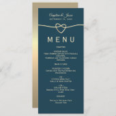 Eenvoudig Elegant Blue Wedding Menu (Voorkant / Achterkant)