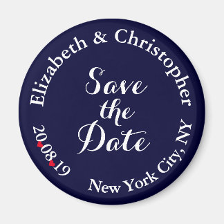 Eenvoudig Elegant Blue White Wedding Save the Date Magneet