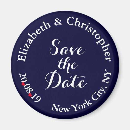 Eenvoudig Elegant Blue White Wedding Save the Date Magneet (Voorkant)