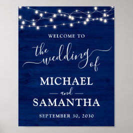 Eenvoudig Elegant Blue Wood Rustic Wedding Poster