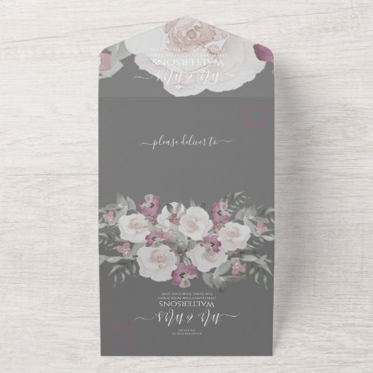 Eenvoudig Elegant Blush Fushia Pink All In One Uitnodiging (Buitenkant)