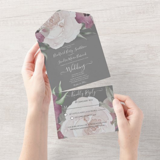 Eenvoudig Elegant Blush Fushia Pink All In One Uitnodiging (Afscheurbaar)