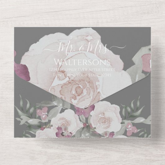 Eenvoudig Elegant Blush Fushia Pink All In One Uitnodiging (Achterkant)