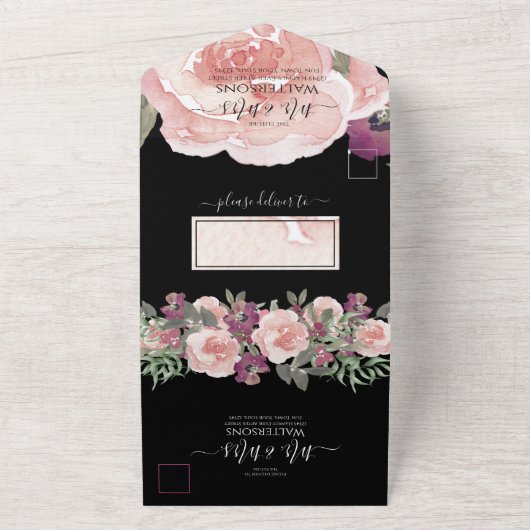 Eenvoudig Elegant Blush Fushia Pink All In One Uitnodiging (Buitenkant)