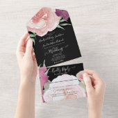 Eenvoudig Elegant Blush Fushia Pink All In One Uitnodiging (Afscheurbaar)