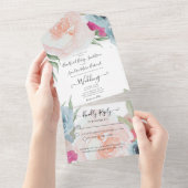 Eenvoudig Elegant Blush Fushia Pink All In One Uitnodiging (Afscheurbaar)