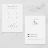 Eenvoudig elegant Blush Heart 4 Stud Earning Displ Visitekaartje (Voorkant / Achterkant)