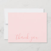 Eenvoudig Elegant Blush Pastel Roze "Dank je" Notitiekaartje (Voorkant)