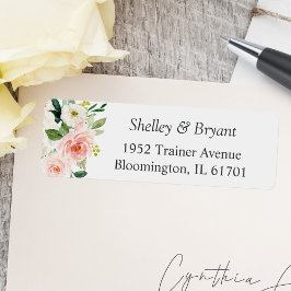 Eenvoudig Elegant Blush Pink Floral Return Address Etiket