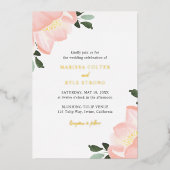 Eenvoudig Elegant Blush Pink Floral Weddenschap Go Folie Uitnodiging (Voorkant)
