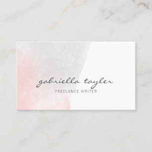 Eenvoudig Elegant Blush Pink Grey Waterverf Script Visitekaartje