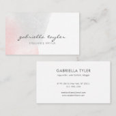 Eenvoudig Elegant Blush Pink Grey Waterverf Script Visitekaartje (Voorkant / Achterkant)