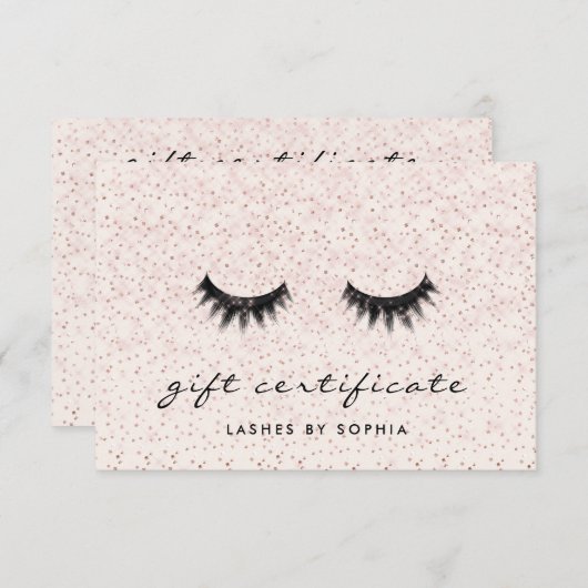 Eenvoudig Elegant Blush Pink Lashes Cadeaucertific (Voorkant / Achterkant)