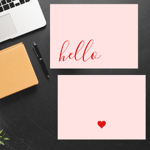 Eenvoudig Elegant Blush Roze en Rood Hart Notitiekaartje