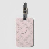 Eenvoudig Elegant Blush Roze Glitter Patroon Monog Bagagelabel (Voorkant (verticaal))