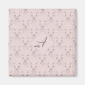 Eenvoudig Elegant Blush Roze Glitter Patroon Monog Magneet (Voorkant)